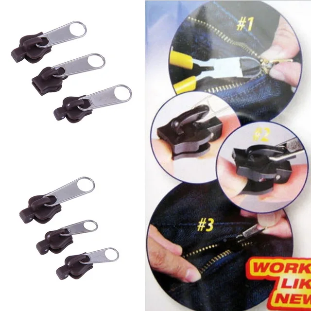 

6pcs/set Universal Instant Fix Zipper Repair Kit Replacement Zip Slider Teeth Rescue New Design Zipper