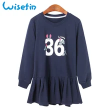 

Wisefin Girls Autumn Dresses Full Sleeve 100% Cotton Fashion Mini Dress Sweatshirt Kids Children Big Girl Autumn Dresses 5T-18T