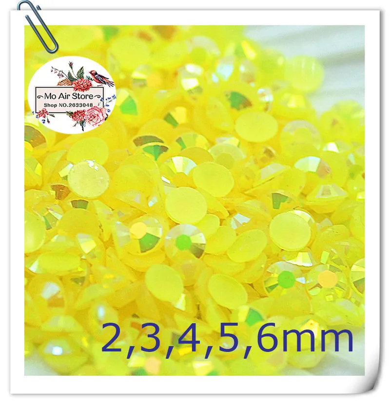

Lemon AB Resin Jelly 14 facets 2,3,4,5,6mm Flatback Rhinestone Decorations for Phones Bags Shoes DIY Accessories