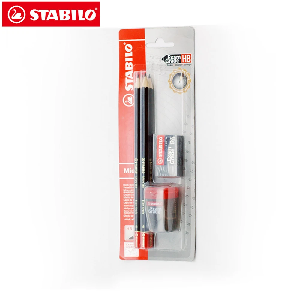 STABILO 2B/HB Test Pencil Exam Grade Pastel Pencils Set with Rubber