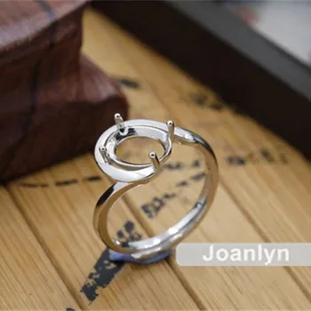 

Joanlyn Ring Base for 7x9mm Oval Cabochons White Gold Plated 925 Silver Ring Setting Adjustable Band Ring Blank JZ358