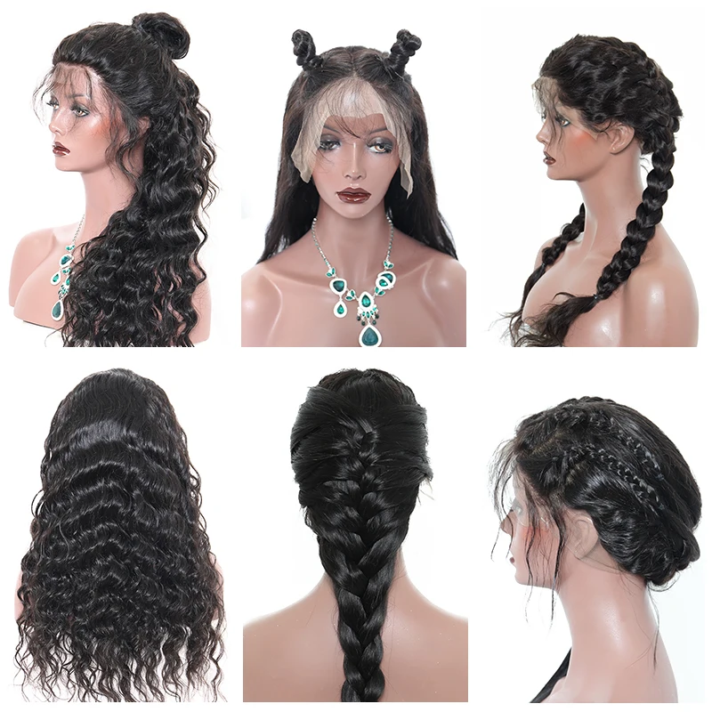 13x4 250% Density Lace Front Human Hair Wigs For Women Loose Wave Brazilian Lace Wigs Pre Plucked Ever Beauty Remy Full Black
