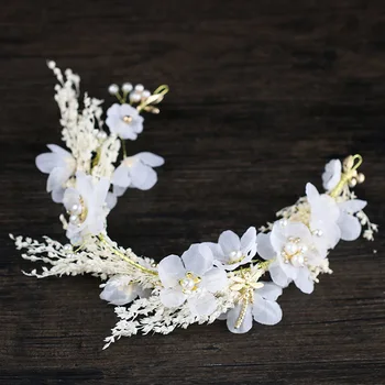 

White Flower Headband Bridal Wedding Hair Accessories Pearl Hairbands Bridal Hairpiece Women Hair Jewelry Hairbands