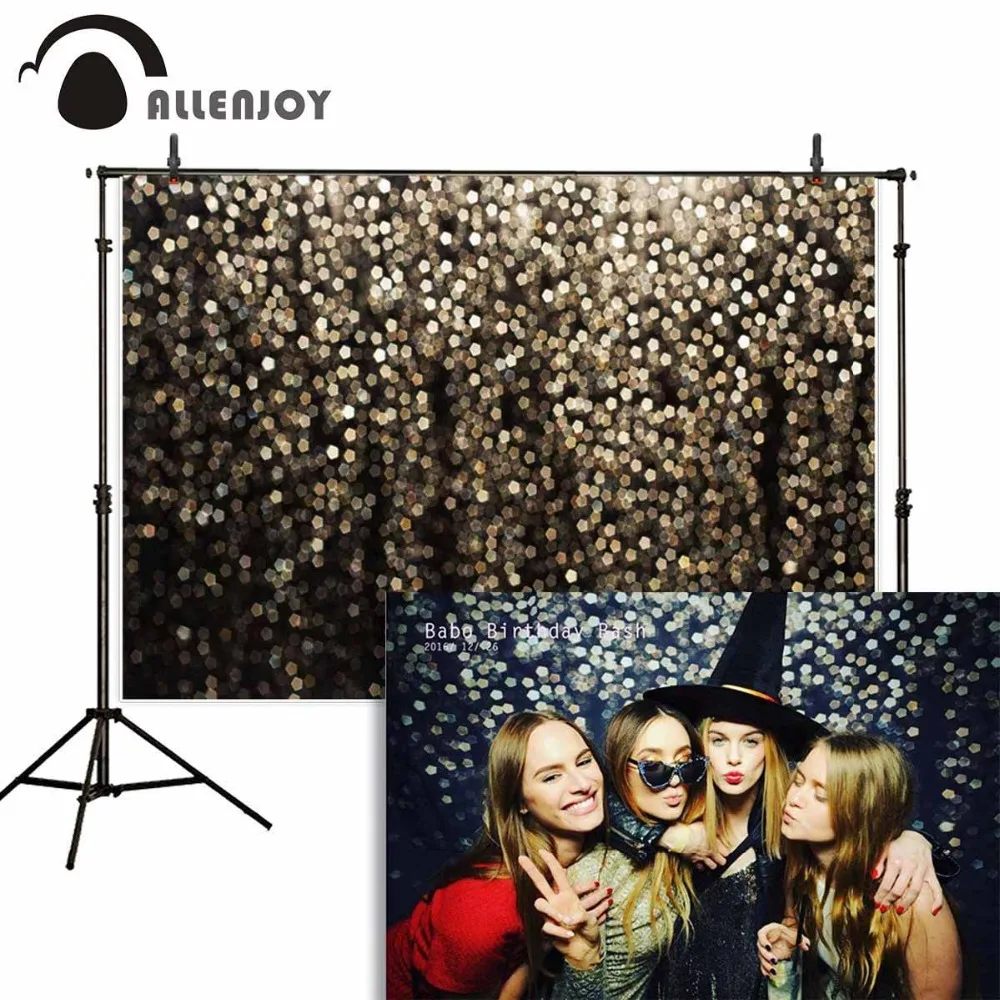 

Allenjoy photography backdrop black gold glitter bokeh shiny photo background studio party selfie wedding photophone photocall