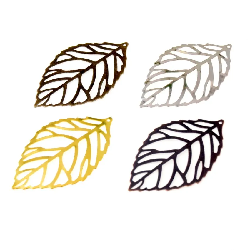 

Free shipping 10Pcs Filigree Leaf Metal Crafts Decoration DIY Findings 54x32mm