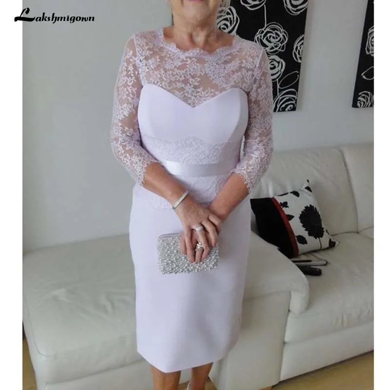 Lace Lange Mouwen Moeder van de Bruid Jurken Schede Satin Rok Korte Bruiloft Jurk voor Vrouwen veatidos de madrina Lace Lange Mouwen Moeder van de Bruid Jurken Schede Satin Rok Korte Bruiloft Jurk voor Vrouwen veatidos de madrina