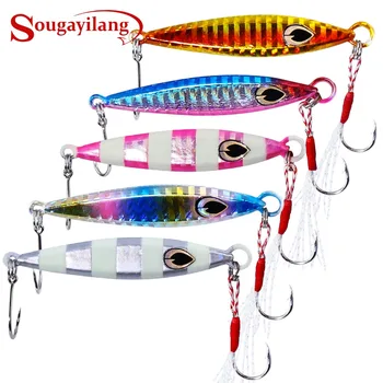 

Sougayilang 5pcs Fishing Lures Lead Jigging Lure Artificial Laser Jig Baits Striped Bass Trout Saltwater Freshwater Fish