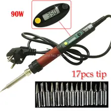 ЕС вилка CXG 90 T цифровой ЖК Регулируемая температура электрическая паяльная станция Электрический паяльник 220 В 90 Вт припой+ tip17pcs