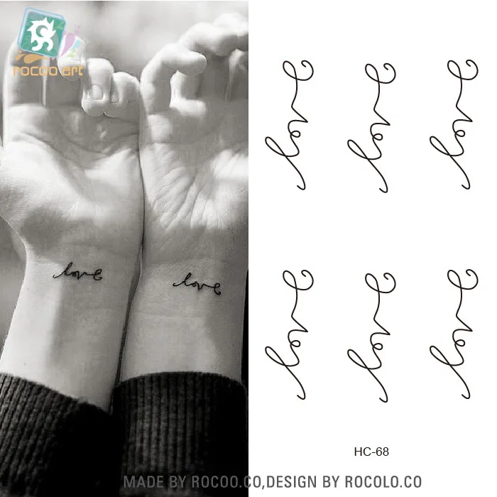 

Waterproof Temporary Tattoo Sticker on body rist english letters Love tatto flash tatoo fake tattoos for girl women men 4