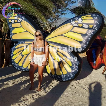 

3m wide carnival parada event yellow colour inflatable butterfly angle wings costume