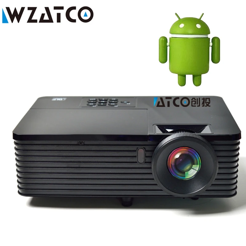 

WZATCO 6000lumen Android 9.0 WiFi Smart Data Show 1080P 3D DLP Projector 300inch Daylight Full HD Beamer Proyector for Meeting