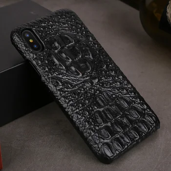 

Solque Real Genuine Leather Case for iPhone X XS Max XR 7 8 Plus Cell Phone Luxury Crocodile Thin Slim Cover Cases Retro Vintage
