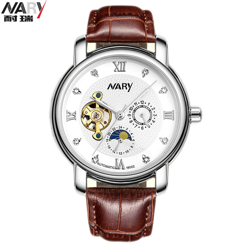 

NARY Top Luxury Casual Clock Men Automatic Watch Skeleton Business Watches Mechanical Relogio Male Montre Wristwatch Man Relojes
