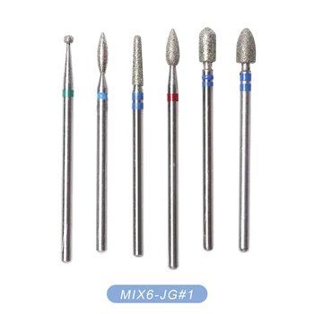 

6pcs/pack Diamond Nail Drill Burr Milling Cutter Remover Gel Polish Manicure Nail Machine Drill Bits Cleaning Tool LAMIX6-JG#1