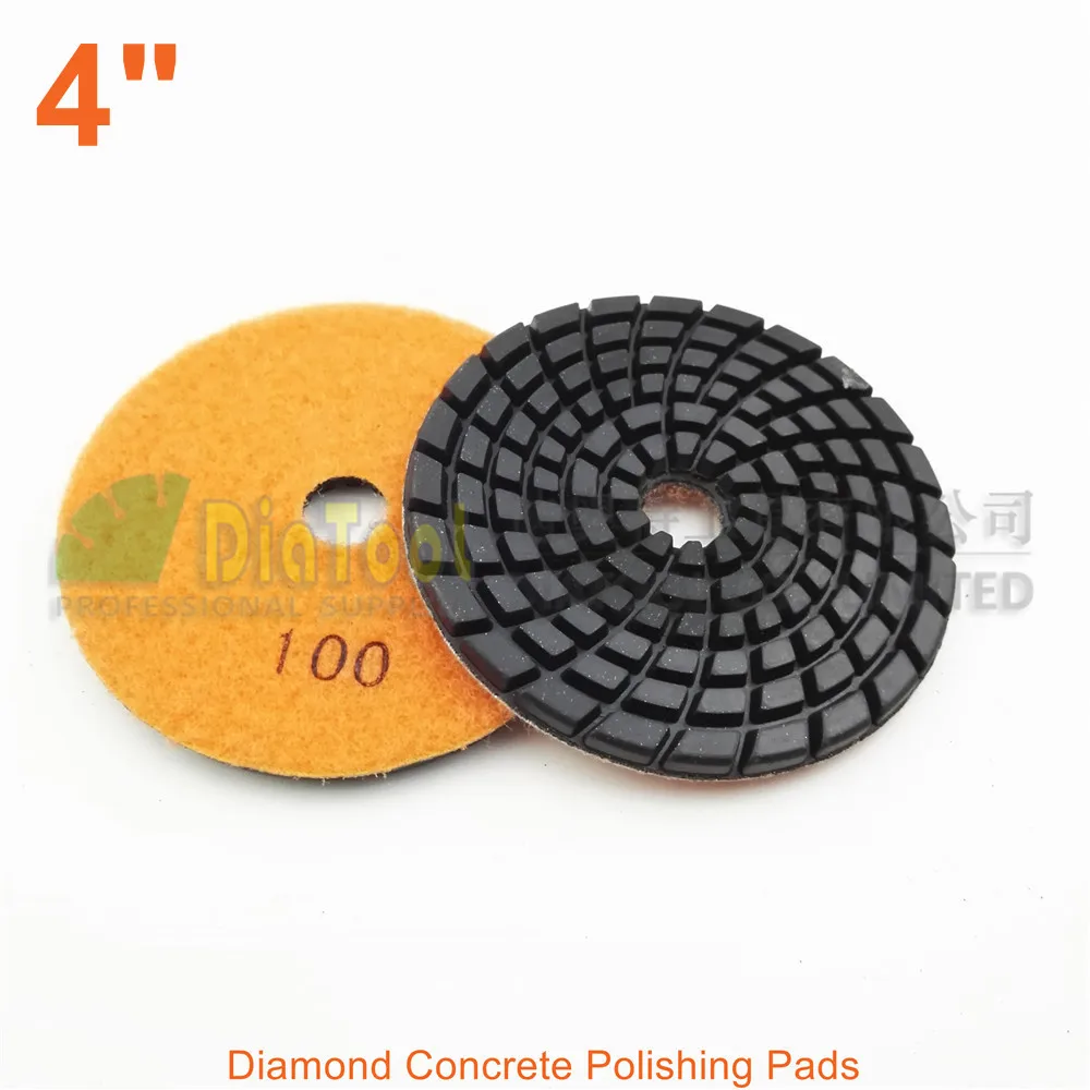 DIATOOL 9pcs 4inch Grit #100 Diamond resin bond concrete polishing pads Floor Renew Sanding discs