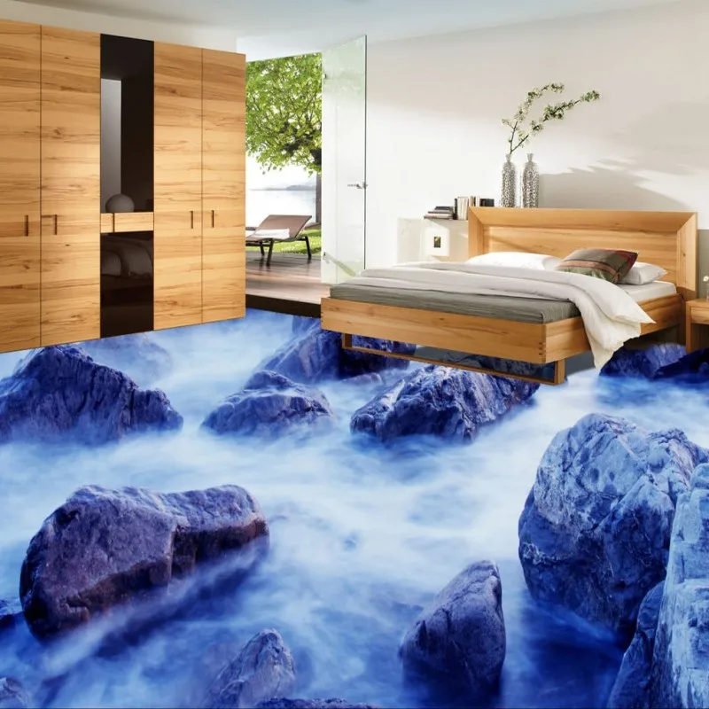 

Free Shipping custom HD cloudy stone 3D stereo floor decoration painting room bathroom Self-adhesive floor wallpaper mural