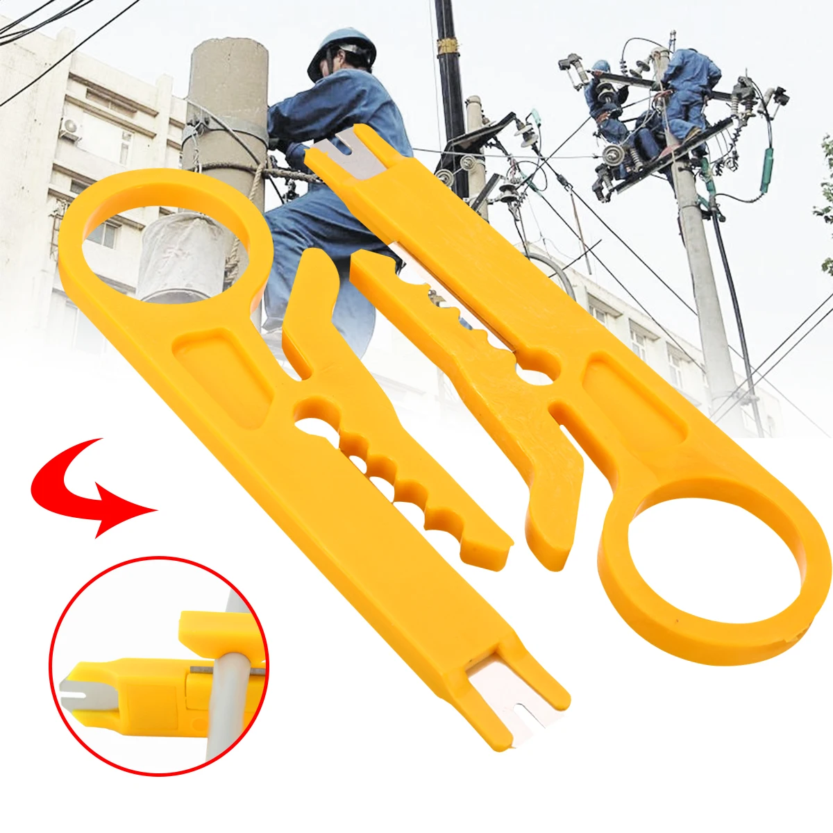 2pcs Mini Yellow Stripper Network  Wire Pliers Cable Cutter Punch Down Tool