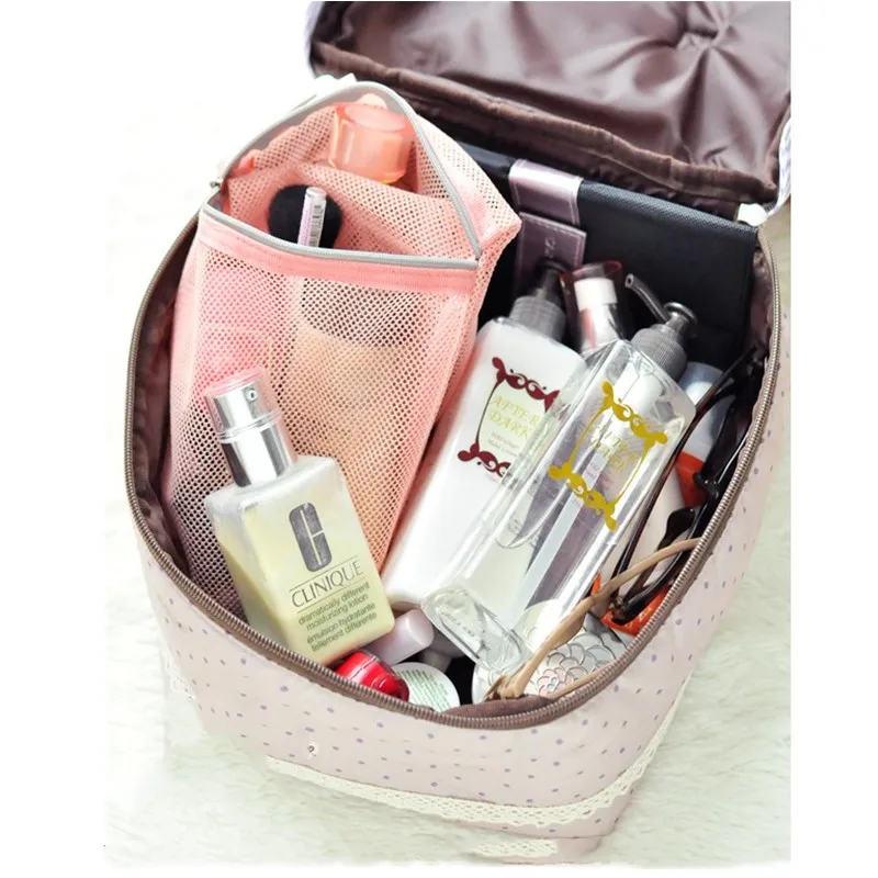 

2019 new Korean large-capacity cute large cosmetic bag Peach leather portable storage bag washable fabric soft clothes box stora