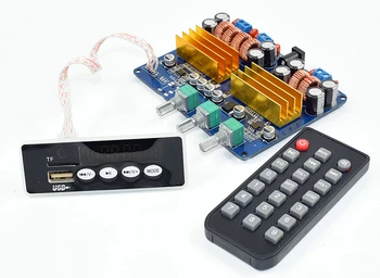 

NEW 1PC High power TPA3116 2.1 Bluetooth power amplifier board TF card USB FM AUX bass board