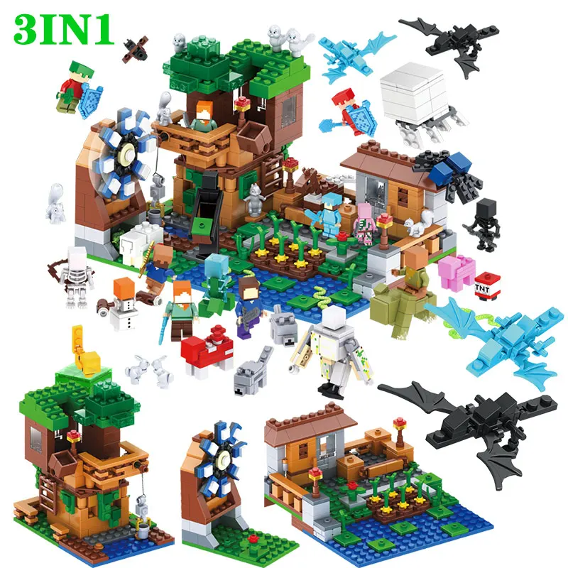 

Creator Blocks Compatible LegoINGLY Minecraft Fortress Zombie Blocks Set Castle Village Guard Technic DIY Assembly Toys For Boys