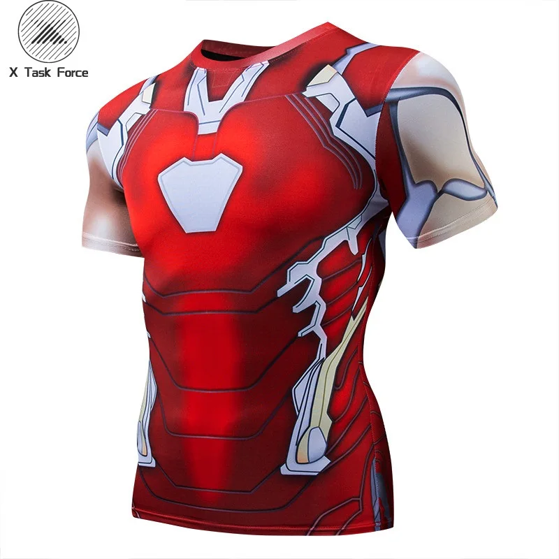 

Avengers 4 Iron Man MK85 3D Printed T shirts Men Compression Shirts Raglan Sleeve 2019 Short Sleeve Cosplay Costume Tops Male