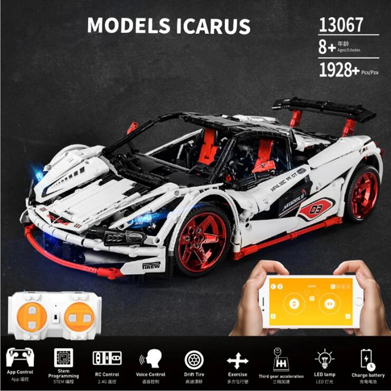 

1928pcs Remote control electric Sports car building blocks Racing car Set Building Blocks Bricks DIY Birthday Educational Toys