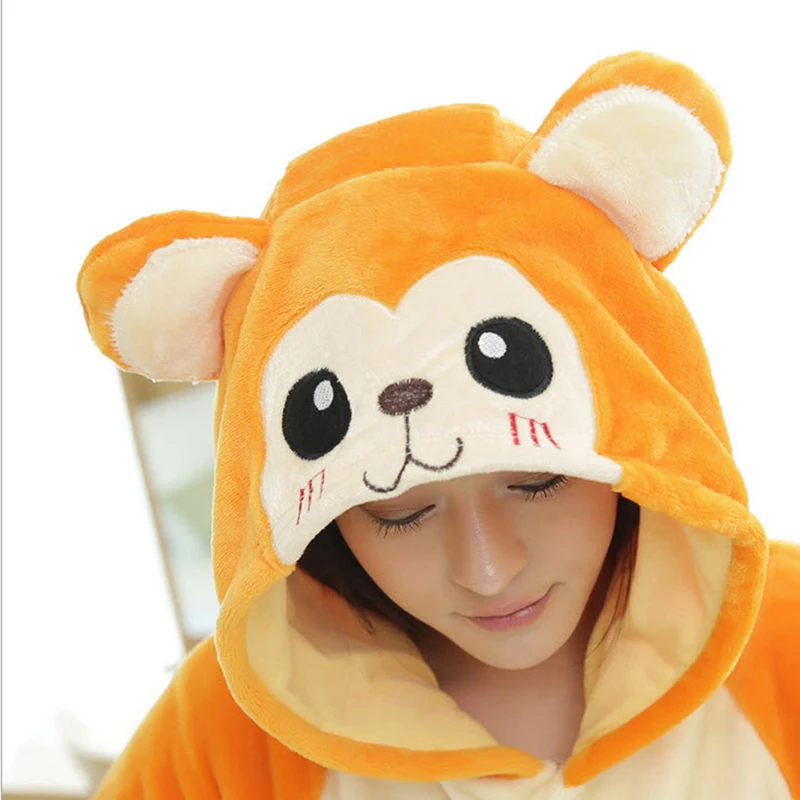 Today Special Women's Monkey Robe Female Full Sleeve Hooded Microfiber Pajama Sets Pijama Animal
