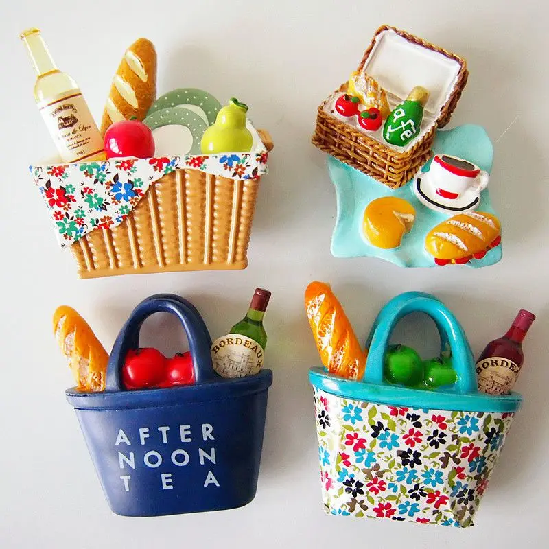 Новинка имитация серии корзин Креативные 3D магниты на холодильник дорожные