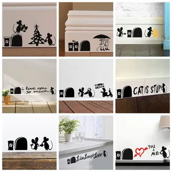 

Creative Mouse Hole Removable Self-adhesive Decal Home Decor Waterproof Living Room Bedreoom PVC Wall Stickers Decorative
