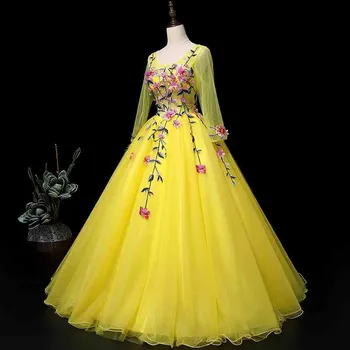 

Hot Sale 2019 Wedding Fashion Backless Full V Neck Dress Sexy Women Floral Ball Gown Embroidery Bohemian Party Dresses Wholesale