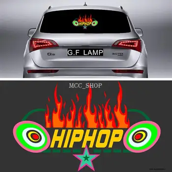 

40*25cm Car Sticker Music Rhythm Fire LED Flash Light Sound Activated Equalizer
