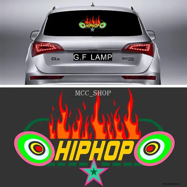 40*25cm Car Sticker Music Rhythm Fire LED Flash Light Sound Activated