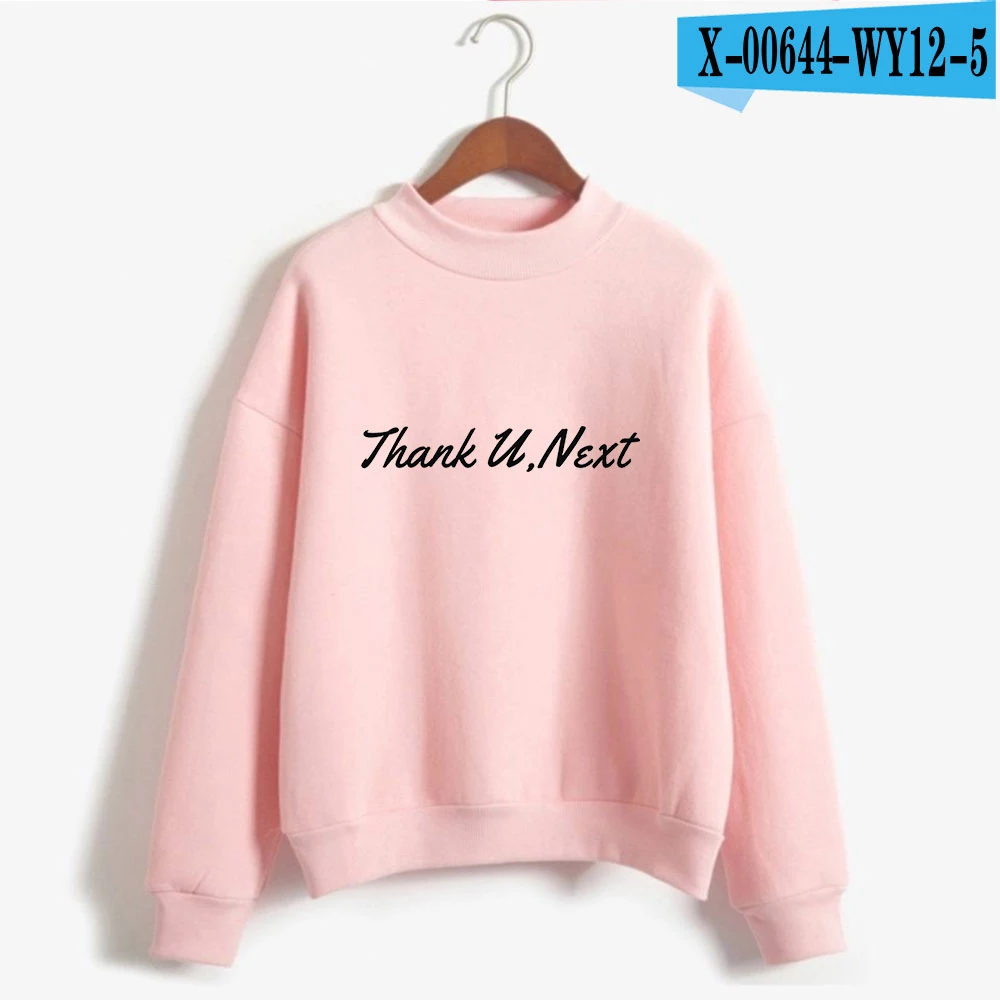 VAGROVSY Thank U Next свободная водолазка толстовки женские Ариана Гранде спасибо альбом хип-хоп пуловер Толстовка - Цвет: PINK