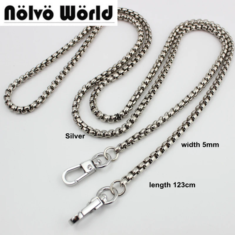 

10pcs 4 colors 5mm width 123cm roller chain for replacement purse crossbody bag accessory bag hardware,alloy chain,10 pieces
