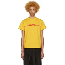 2016 sommer Unisex Baumwolle T-shirt Kuso DHL Logo Gedruckt gelb Kurzarm Top Tees Casual Damen und Herren Shirts WS963