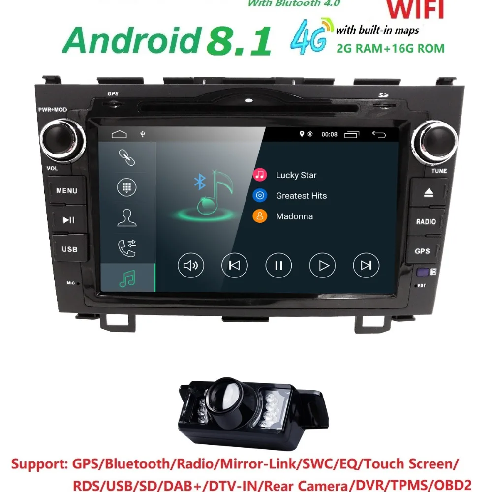 

8''Android 8.1 HD 2DIN Car DVD Player GPS Navigation Radio Audio For Honda CRV GPS Navi Navigation System Autoradio With 4G WIFI