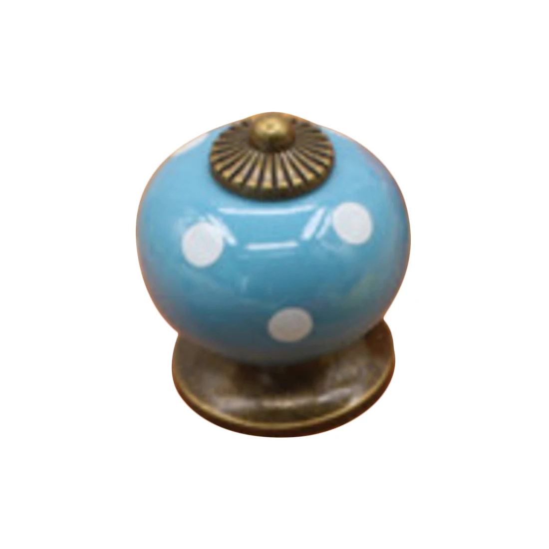 Милая круглая форма Полька украшения керамическая дверная ручка выдвижная ручка-белый - Цвет: Blue