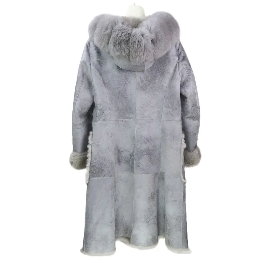 Зимнее двустороннее меховое пальто для женщин с капюшоном, подкладка из меха кролика, натуральная кожа, длинная куртка, одежда, парки, шуба из натурального Лисьего меха