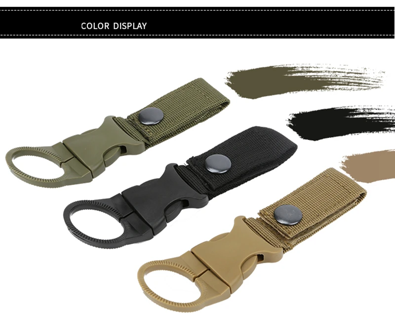 Outdoor military Nylon Webbing Buckle Hook Water Bottle Holder Clip EDC Climb Carabiner Belt Backpack Hanger Camp (13)