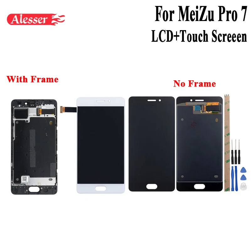 

Alesser For MeiZu Pro 7 LCD Display And Touch Screen +Frame Assembly Repair Parts Replacement Phone Accessories+Tools +Adhesive