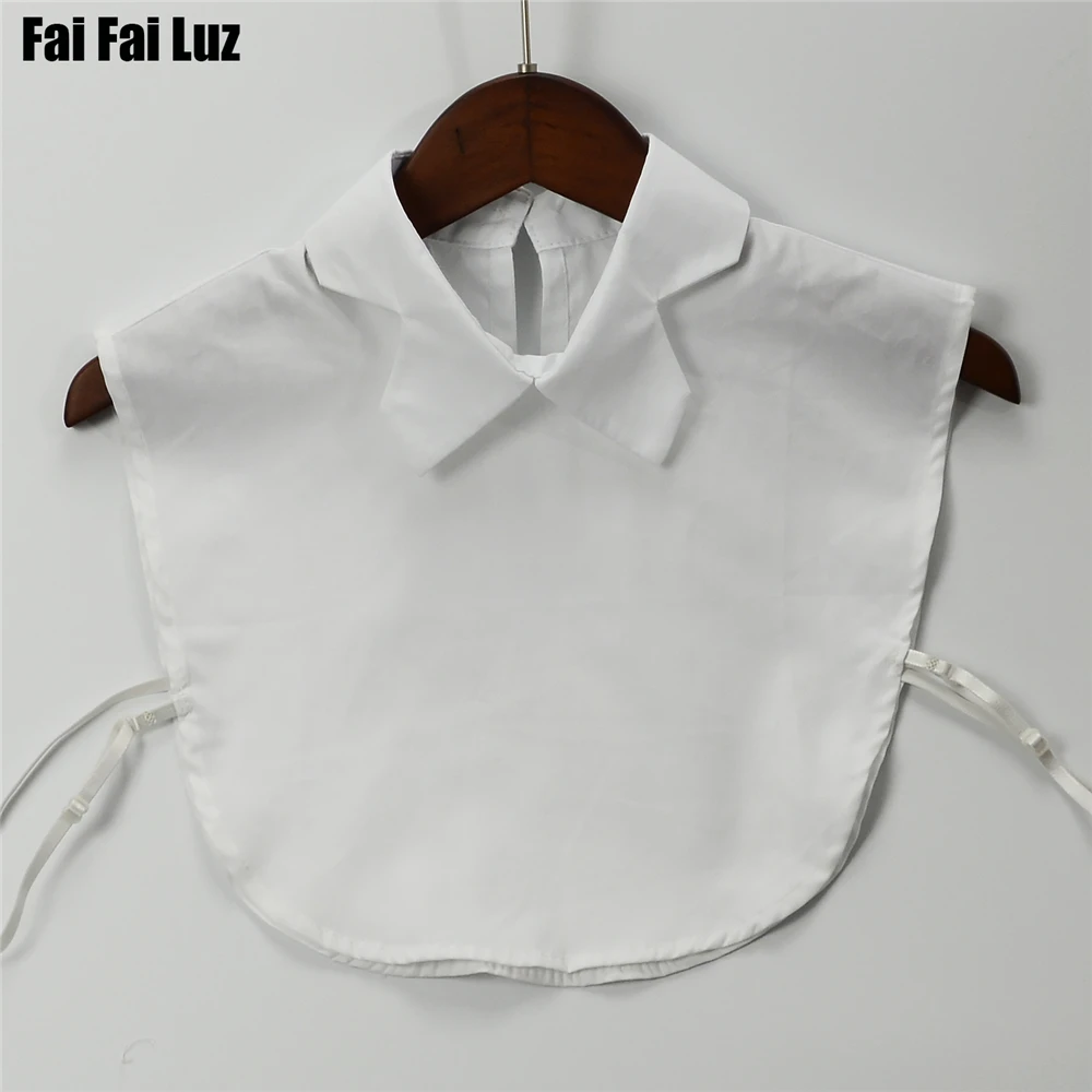 Женский белый хлопок воротник рубашки геометрический дизайн бабочки съемные