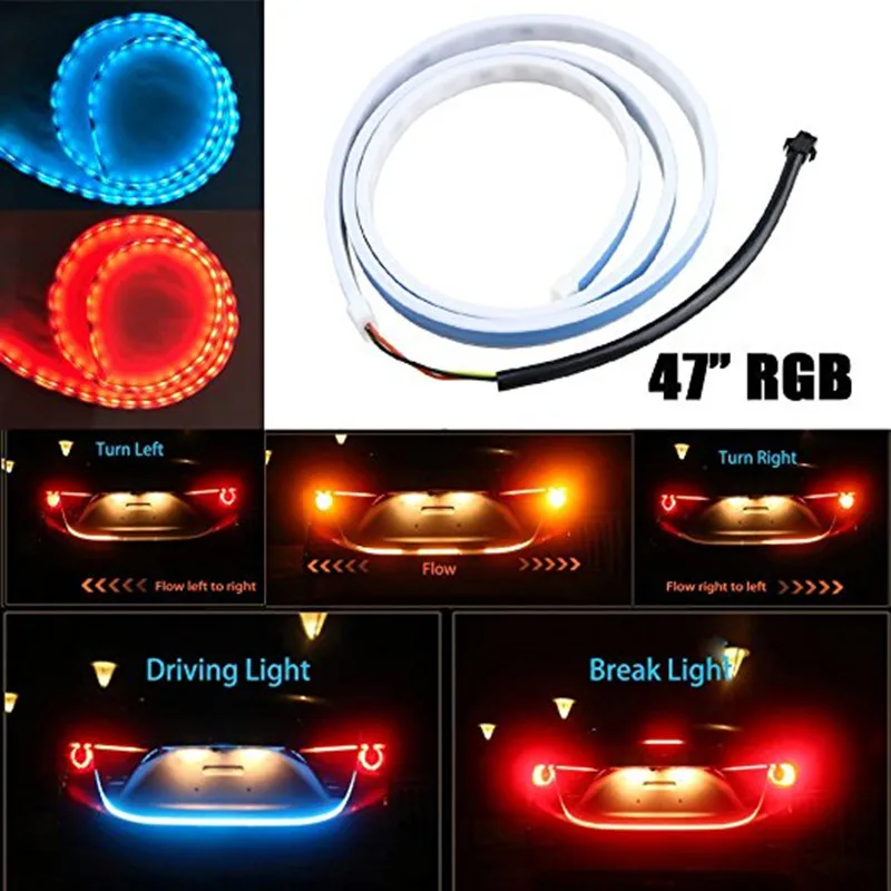 

Car Styling Turn Signal Amber Flow Led strip trunk Tail Light Ice Blue LED DRL daytime running light RED Brake Light for BMW 12v