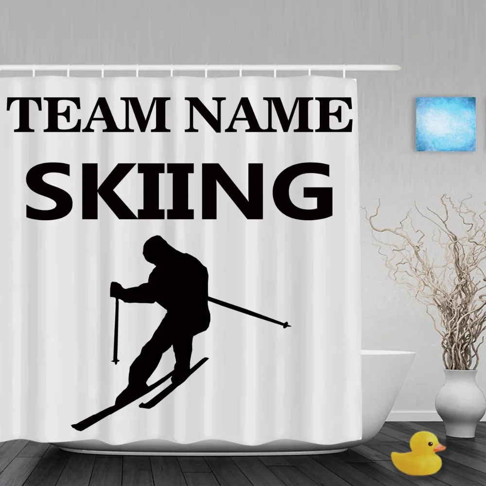 Personalized Skiing Sports Shower Curtain Custom Team Name Decor Bathroom Shower Curtains