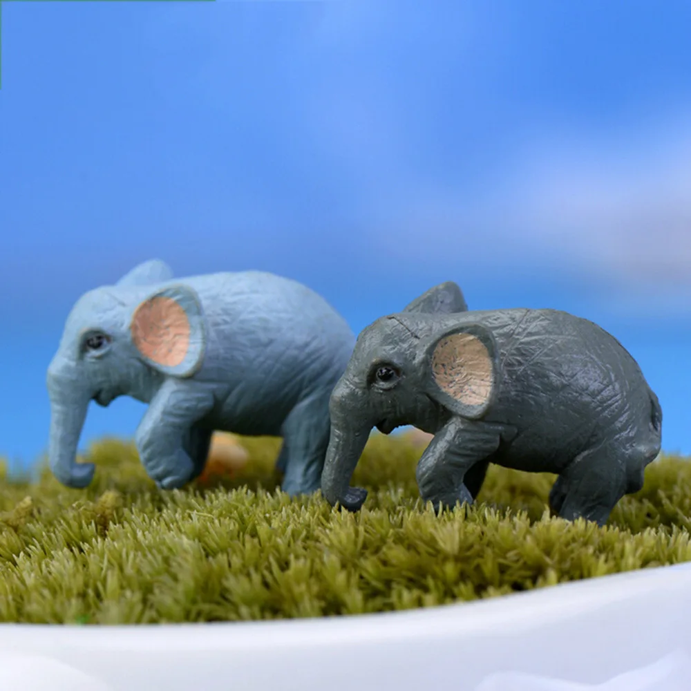 

2PCS Cute elephant fairy miniatures gnomes moss terrariums crafts figurines Action Toy Figures children kids gifts figure world