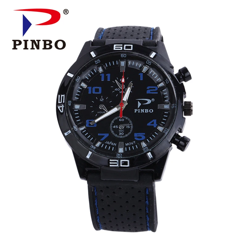 

PINBO Fashion Sports Brand Silicone Quartz Watch Men's Military Army Styligh Outdoor Watches Relogio Masculino Clock Hot