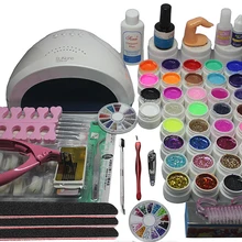 Профессиональный Гель-лак для замачивания верхнее и Базовое покрытие Гель-лак для ногтей набор 48 Вт лампа для ногтей 36 цветов художественные инструменты наборы маникюрный набор# N311