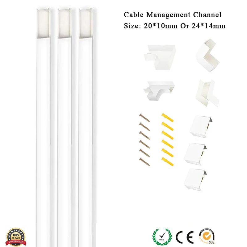 

Cable Management Channel Concealer Cord Cover Organizing Mount TV System Wire Hider Electronic Cable Raceway Kit On-Wall Runner