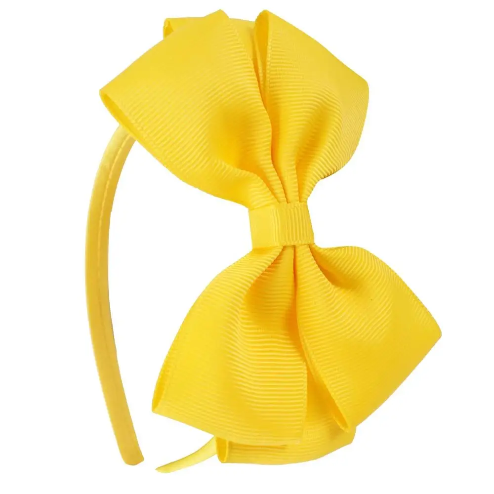 20 шт./лот, плотная повязка на голову для девочек, лента для волос, бант, повязка на голову ручной работы, Детские аксессуары для волос, подарок на день рождения, Рождество - Цвет: yellow