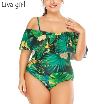 

Liva girl Ruffled One-Piece Suits 2019 New Padded Swimsuit Monokini Swimwear Bathing Suit Swimming Beach Wear Plus size 4XL