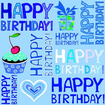 

Word Heart Cake Blue Happy Birthday Photography Backgrounds Vinyl cloth High quality Computer printed newborns backdrops